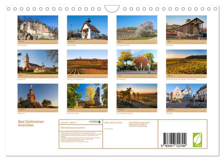 Produktbild: Bad D&uuml;rkheimer Ansichten (Wandkalender 2026 DIN A4 quer), CALVENDO Monatskalender