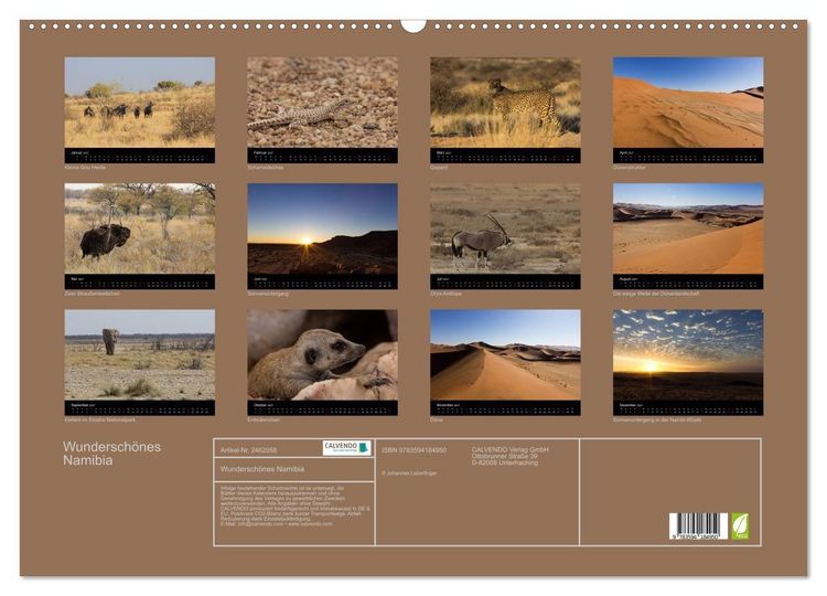 Produktbild: Wundersch&ouml;nes Namibia (Wandkalender 2027 DIN A2 quer), CALVENDO Monatskalender