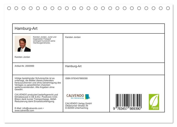 Produktbild: Hamburg-Art (Tischkalender 2026 DIN A5 quer), CALVENDO Monatskalender