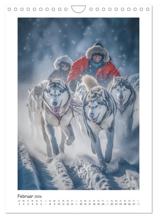 Produktbild: Schlittenhunderennen (Wandkalender 2026 DIN A4 hoch), CALVENDO Monatskalender