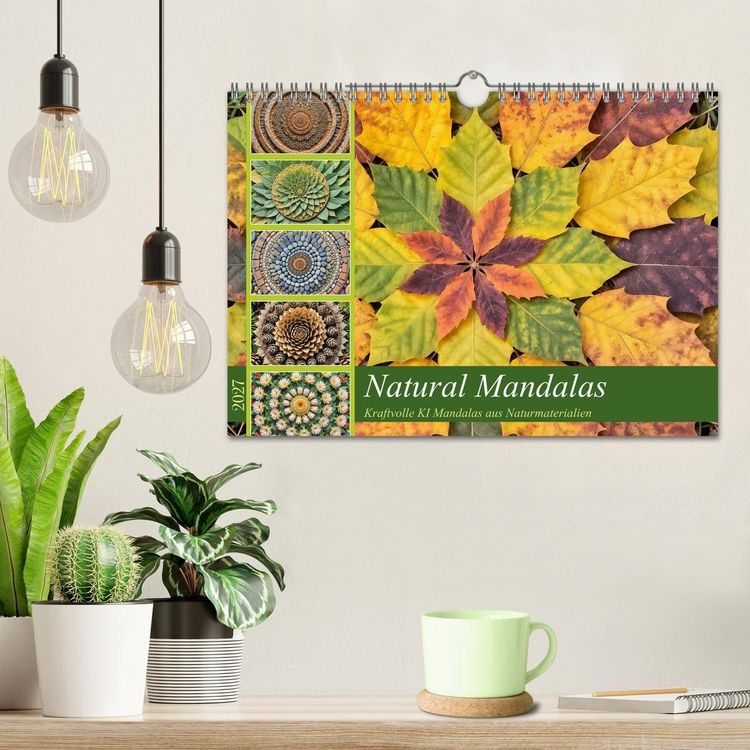 Produktbild: Natural Mandalas - Kraftvolle KI Mandalas aus Naturmaterialien (Wandkalender 2027 DIN A4 quer), CALVENDO Monatskalender
