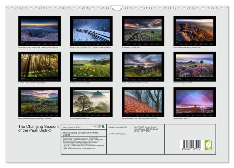 Produktbild: The Changing Seasons of the Peak District (Wall Calendar 2026 DIN A3 landscape), CALVENDO 12 Month Wall Calendar