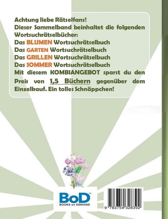 Produktbild: Wortsuchr&auml;tsel 4 in 1 Sammelband Blumen, Garten, Grillen und Sommer