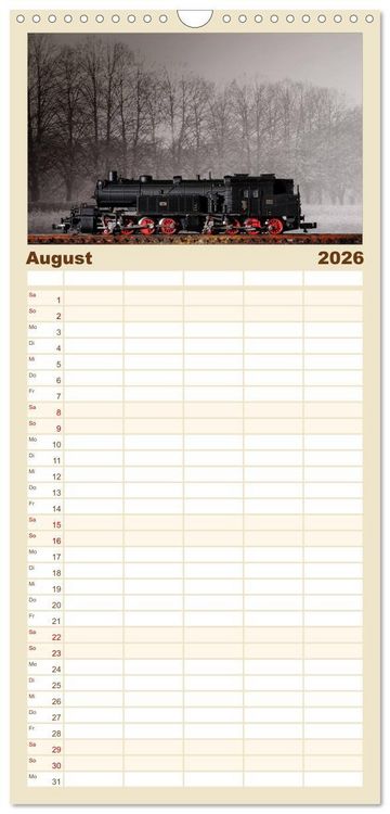 Produktbild: Familienplaner 2026 - Dampflokomotiven in Spur N mit 5 Spalten (Wandkalender, 21 x 45 cm) CALVENDO