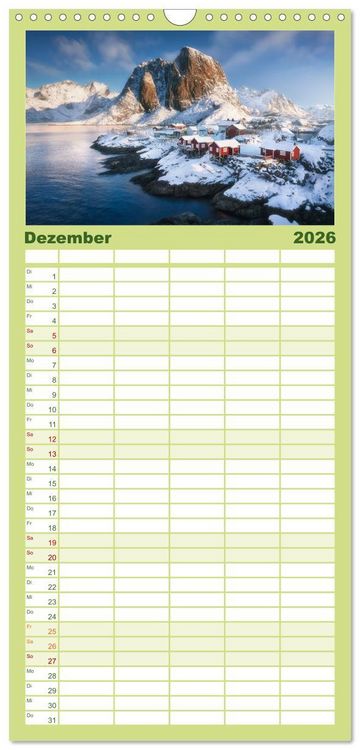 Produktbild: Familienplaner 2026 - Faszinierendes Europa mit 5 Spalten (Wandkalender, 21 x 45 cm) CALVENDO