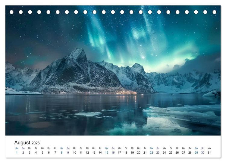 Produktbild: Aurora Borealis - Der Zauber der Nordlichter (Tischkalender 2026 DIN A5 quer), CALVENDO Monatskalender
