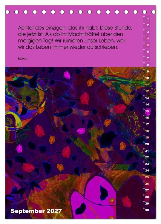 Produktbild: Philosophische Inspirationen Wandkalender 2027 (Tischkalender 2027 DIN A5 hoch), CALVENDO Monatskalender
