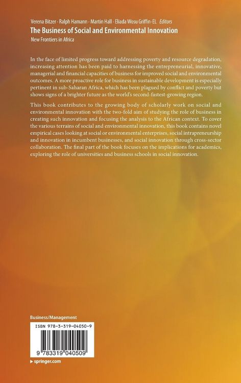 Produktbild: The Business of Social and Environmental Innovation
