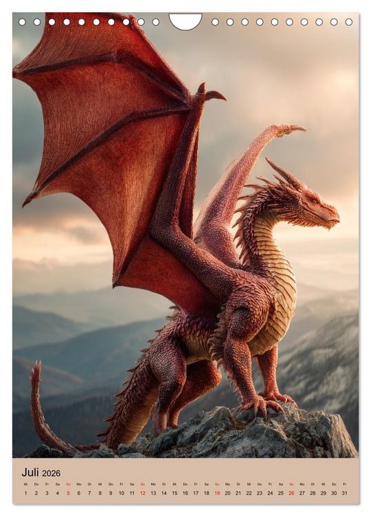 Produktbild: Drachen Kalender - ein Jahr mit mystischen Fabelwesen (Wandkalender 2026 DIN A4 hoch), CALVENDO Monatskalender