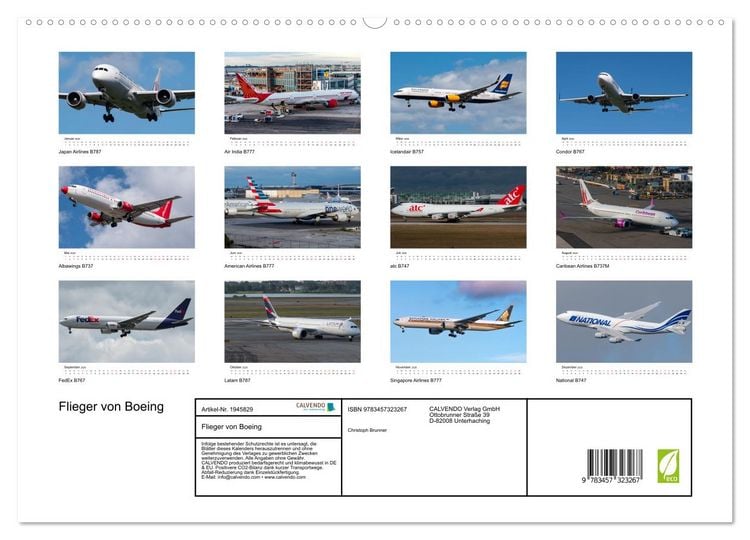 Produktbild: Flieger von Boeing (hochwertiger Premium Wandkalender 2026 DIN A2 quer), Kunstdruck in Hochglanz