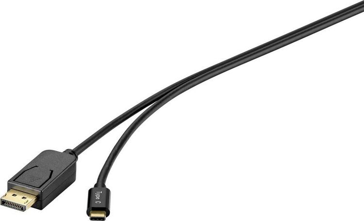 Produktbild: Renkforce USB-C&reg; / DisplayPort Adapterkabel USB-C&reg; Stecker, DisplayPort Stecker 1.80 m Schwarz RF-4538166 USB-C&reg;-Displaykabel