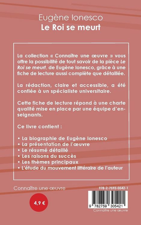 Produktbild: Fiche de lecture Le Roi se meurt de Eugène Ionesco (Analyse littéraire de référence et résumé complet)