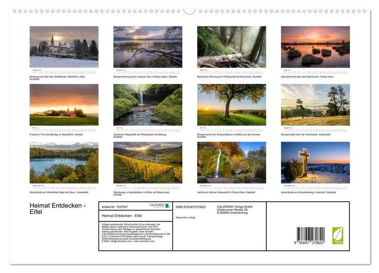 Produktbild: Heimat Entdecken - Eifel (hochwertiger Premium Wandkalender 2026 DIN A2 quer), Kunstdruck in Hochglanz