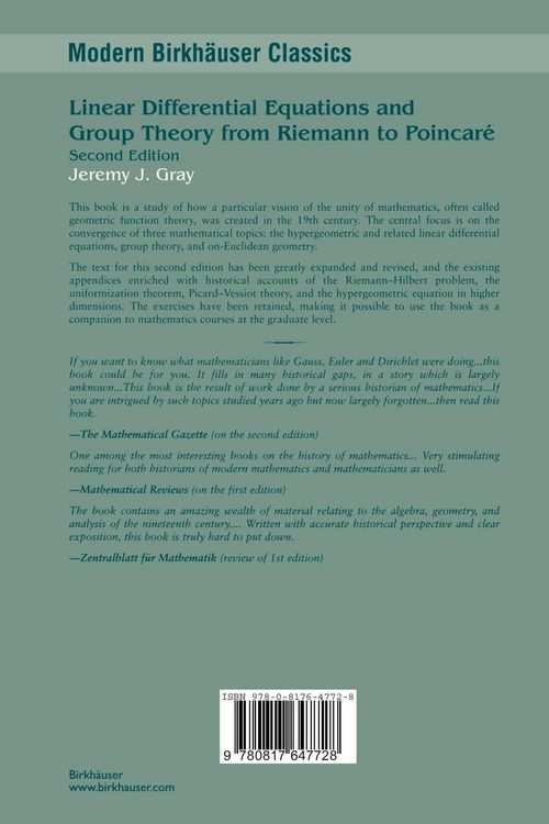 Produktbild: Linear Differential Equations and Group Theory from Riemann to Poincare
