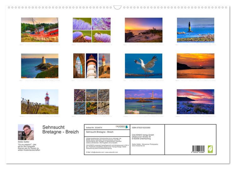 Produktbild: Sehnsucht Bretagne - Breizh (Wandkalender 2026 DIN A2 quer), CALVENDO Monatskalender