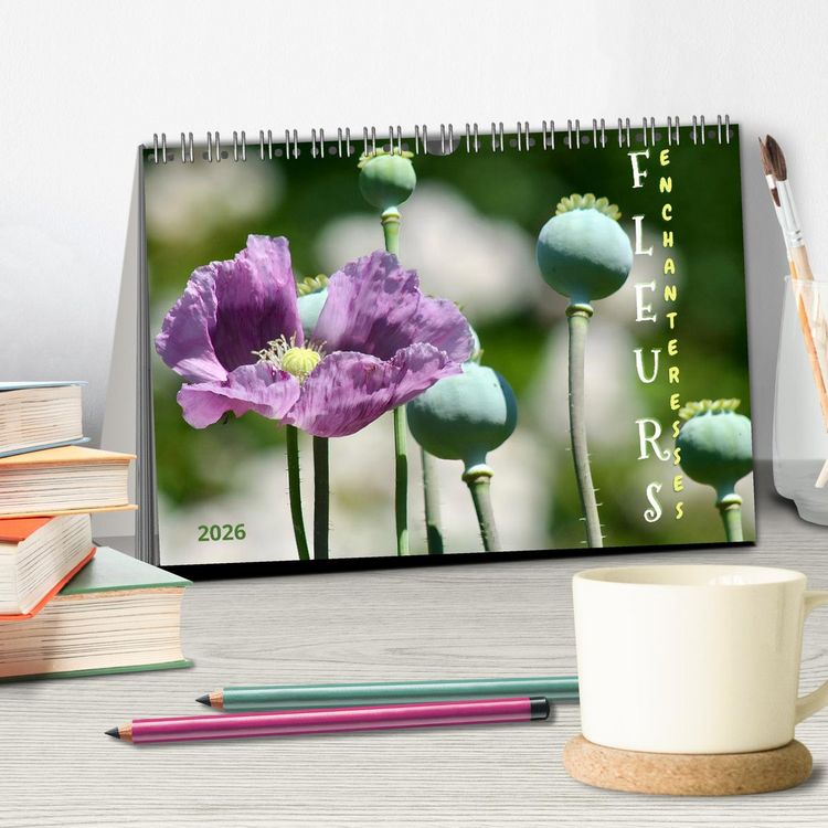Produktbild: DES FLEURS ENCHANTERESSES (Calendrier de bureau 2026 DIN A5 vertical), CALVENDO calendrier mensuel