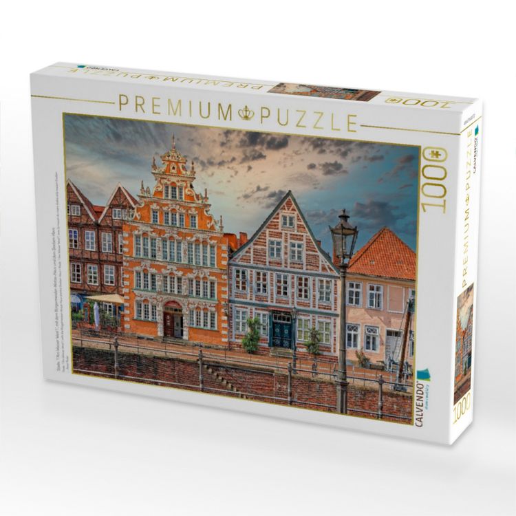 Produktbild: CALVENDO Puzzle Stade, "Am Wasser West", mit dem B&uuml;rgermeister-Hintze-Haus und dem Goeben-Haus | 1000 Teile Lege-Gr&ouml;&szlig;e 64x48cm Foto-Puzzle f&uuml;r gl&uuml;ckli