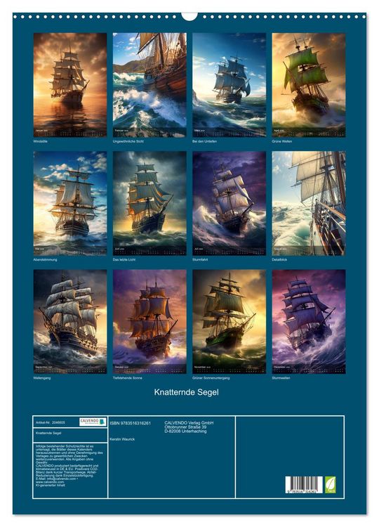 Produktbild: Knatternde Segel (Wandkalender 2026 DIN A2 hoch), CALVENDO Monatskalender