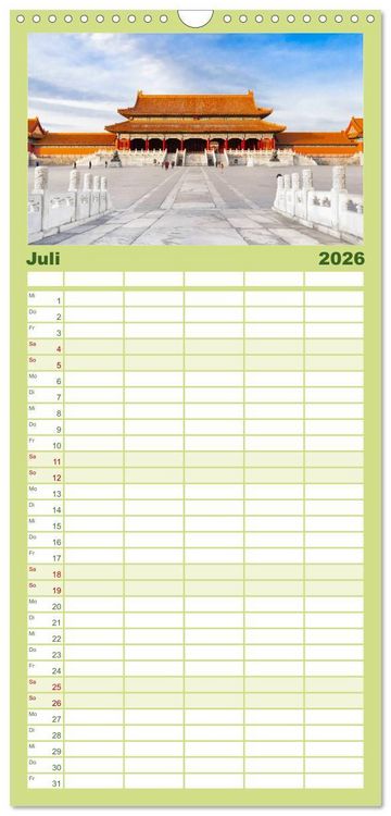 Produktbild: Familienplaner 2026 - Peking - Die faszinierende Hauptstadt Chinas. mit 5 Spalten (Wandkalender, 21 x 45 cm) CALVENDO