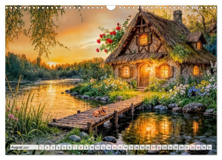 Produktbild: M&auml;rchenhafte Cottages - Waldzauber und versteckte Tiere entdecken! (Wandkalender 2027 DIN A3 quer), CALVENDO Monatskalender