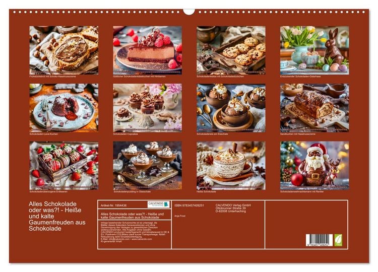 Produktbild: Alles Schokolade oder was?! - Hei&szlig;e und kalte Gaumenfreuden aus Schokolade (Wandkalender 2026 DIN A2 quer), CALVENDO Monatskalender