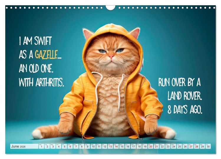 Produktbild: WITTY CATS Cool sayings (Wall Calendar 2026 DIN A3 landscape), CALVENDO 12 Month Wall Calendar