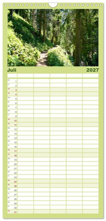Produktbild: Familienplaner 2027 - Wandern im Rosengarten und Latemar mit 5 Spalten (Wandkalender, 21 x 45 cm) CALVENDO