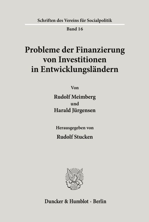 Produktbild: Probleme der Finanzierung von Investitionen in Entwicklungsl&auml;ndern.
