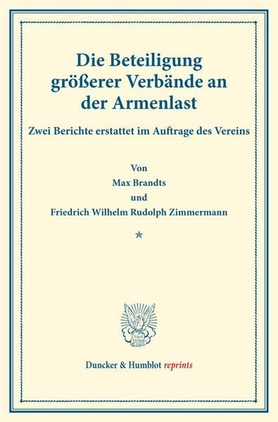 Produktbild: Die Beteiligung gr&ouml;&szlig;erer Verb&auml;nde an der Armenlast.