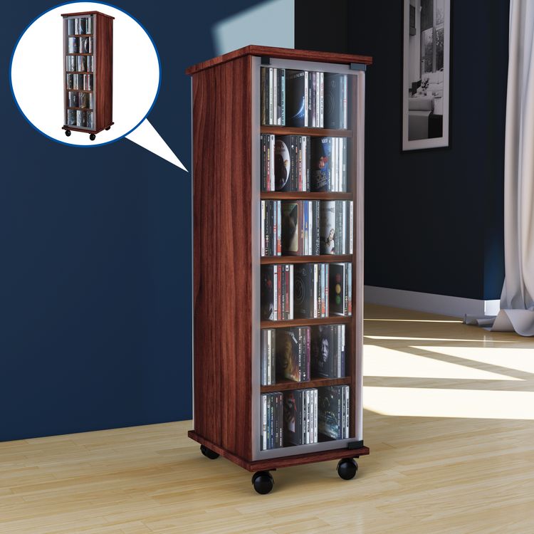 Produktbild: Holz CD DVD Stand Regal Schrank Valenza Glast&uuml;r