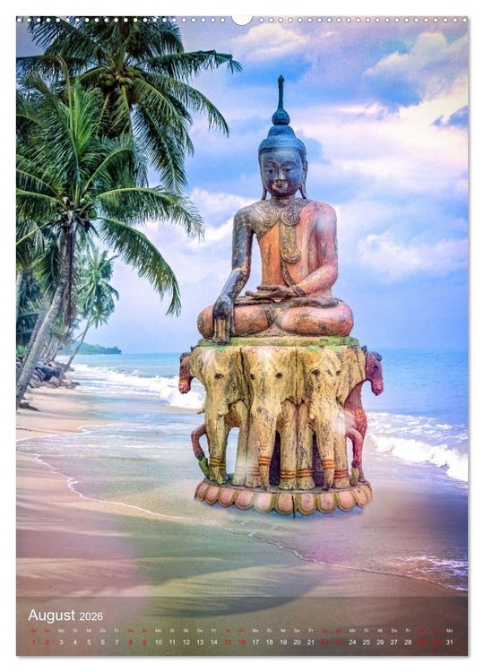Produktbild: Die Welt mit Buddha (hochwertiger Premium Wandkalender 2026 DIN A2 hoch), Kunstdruck in Hochglanz
