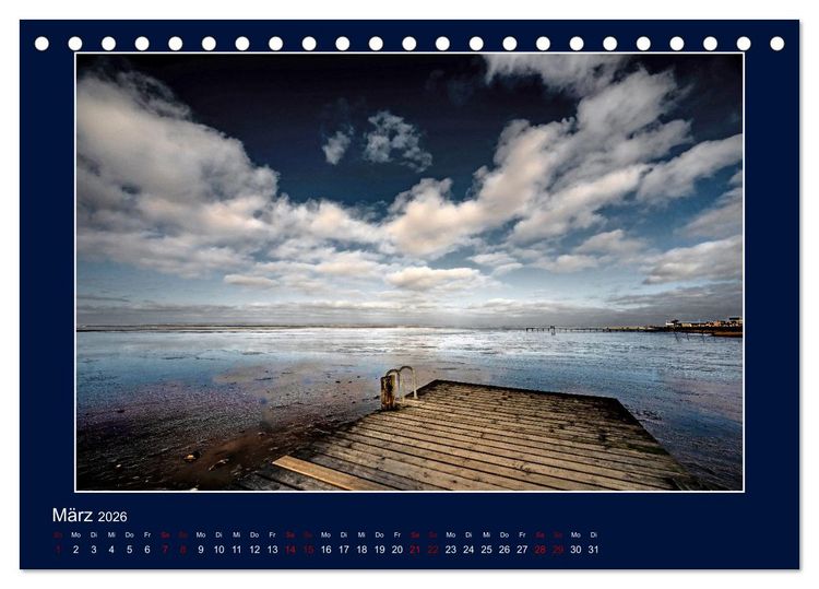 Produktbild: Wolken, Watt und Wellen. Fotografische Impressionen vom Jadebusen. (Tischkalender 2026 DIN A5 quer), CALVENDO Monatskalender