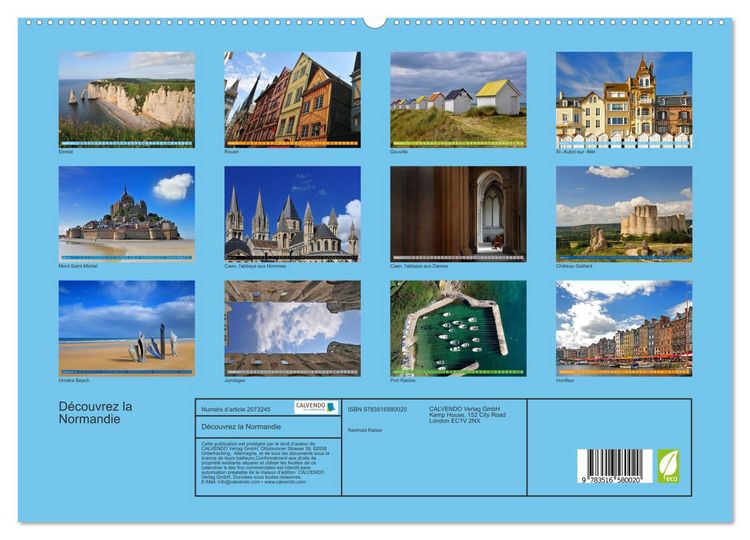 Produktbild: D&eacute;couvrez la Normandie (Calendrier mural 2026 DIN A2 vertical) calendrier de bureau