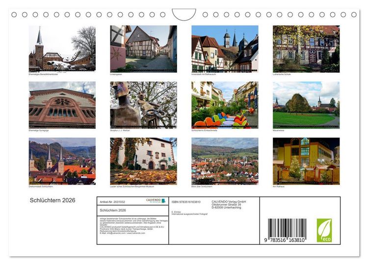 Produktbild: Schl&uuml;chtern 2026 (Wandkalender 2026 DIN A4 quer), CALVENDO Monatskalender