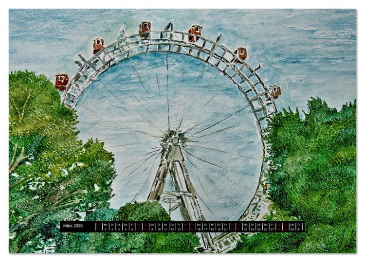 Produktbild: Wien in stillen Aquarellen (Tischkalender 2026 DIN A5 quer), CALVENDO Monatskalender