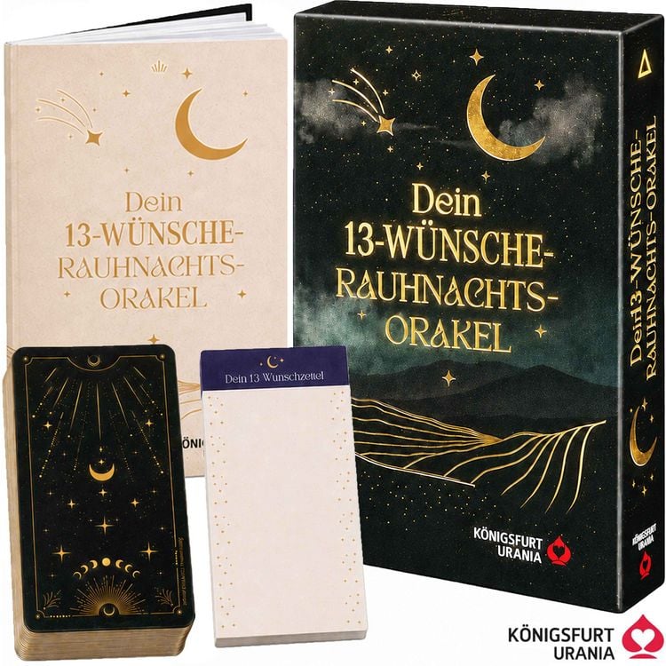 Produktbild: Dein 13-W&uuml;nsche Rauhnachts-Orakel - 37 farbige Karten und W&uuml;nschezetteln und einem 48-seitigem Booklet
