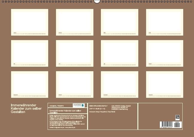 Produktbild: Immerw&auml;hrender Kalender zum selber Gestalten (Wandkalender immerw&auml;hrend DIN A2 quer)