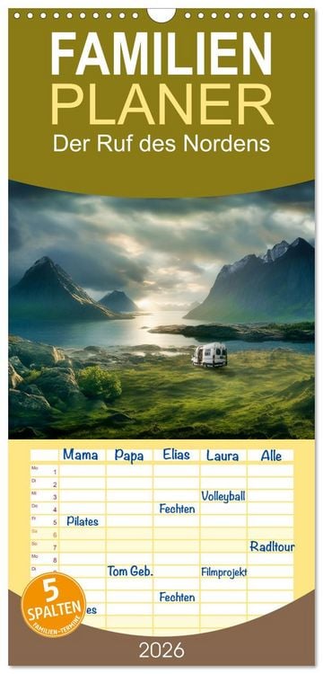 Produktbild: Familienplaner 2026 - Der Ruf des Nordens mit 5 Spalten (Wandkalender, 21 x 45 cm) CALVENDO