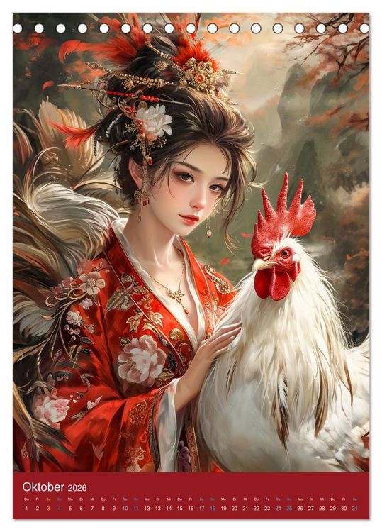 Produktbild: Chinesische Tierkreiszeichen - Fantasie-Zodiak im Stil des alten Chinas (Tischkalender 2026 DIN A5 hoch), CALVENDO Monatskalender