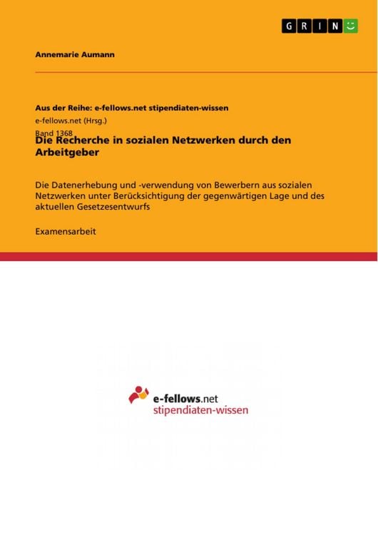 Produktbild: Die Recherche in sozialen Netzwerken durch den Arbeitgeber