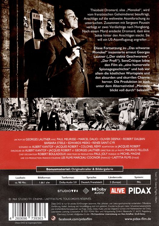 Produktbild: Monokel lacht gelb (Le Monocle rit jaune) / Spannende Fortsetzung des Kriminalfilms &bdquo;Das schwarze Monokel&ldquo; (Pidax Film-Klassiker)