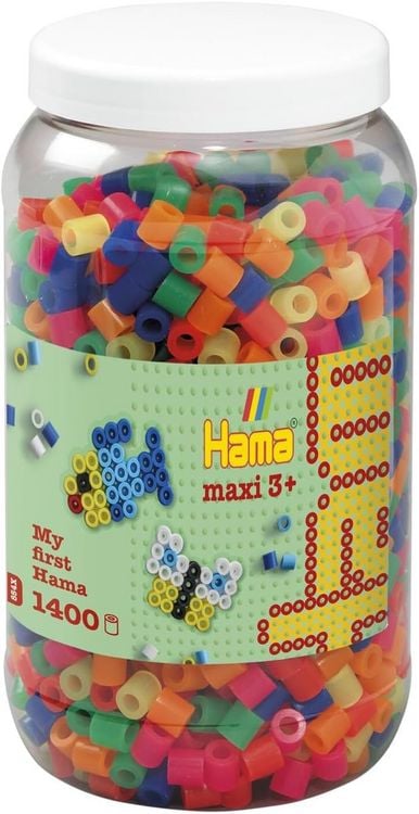 Produktbild: Hama Maxi Perlen Neon Dose 1.400Stück