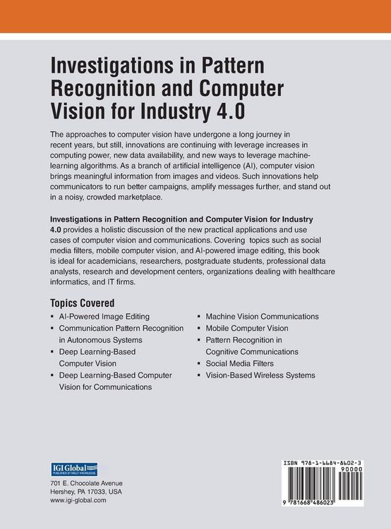 Produktbild: Investigations in Pattern Recognition and Computer Vision for Industry 4.0