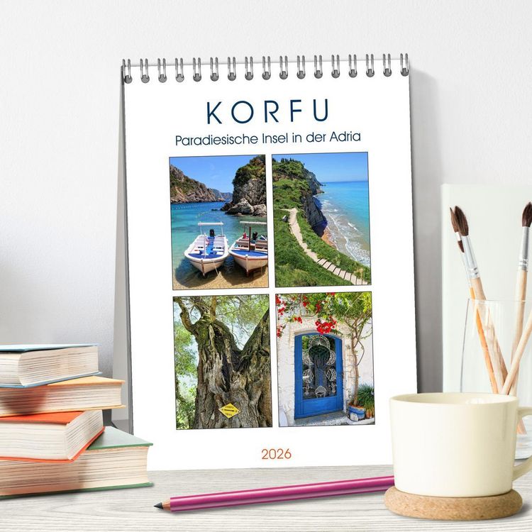 Produktbild: Korfu - Paradiesische Insel in der Adria (Tischkalender 2026 DIN A5 hoch), CALVENDO Monatskalender