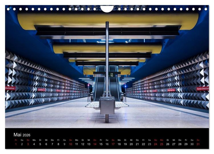 Produktbild: MetroMUC, Stationen im Untergrund M&uuml;nchens (Wandkalender 2026 DIN A4 quer), CALVENDO Monatskalender