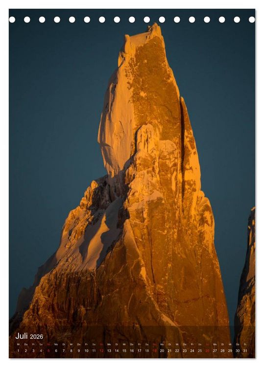 Produktbild: Magische Berge Patagoniens: Cerro Torre (Tischkalender 2026 DIN A5 hoch), CALVENDO Monatskalender