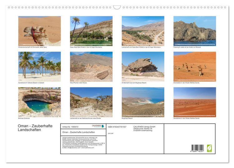 Produktbild: Oman - Zauberhafte Landschaften (Wandkalender 2026 DIN A2 quer), CALVENDO Monatskalender