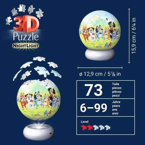 Produktbild: 3D Puzzle-Ball Nachtlicht Bluey