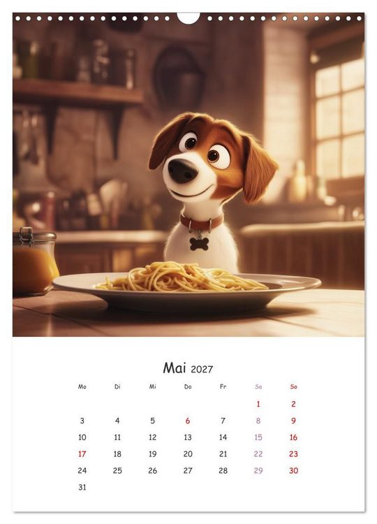 Produktbild: Fellnasen am K&uuml;chentisch - 12 KI-Motive mit Hunden (Wandkalender 2027 DIN A3 hoch), CALVENDO Monatskalender