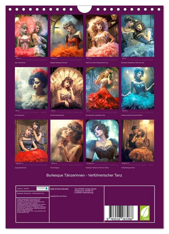 Produktbild: Burlesque T&auml;nzerinnen - Verf&uuml;hrerischer Tanz (Wandkalender 2026 DIN A4 hoch), CALVENDO Monatskalender